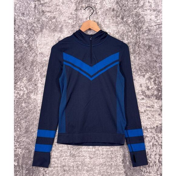 Tory Burch Tops - Tory Burch Sport Top Small Womens Seamless 1/4 Zip Blue Chevron Pullover